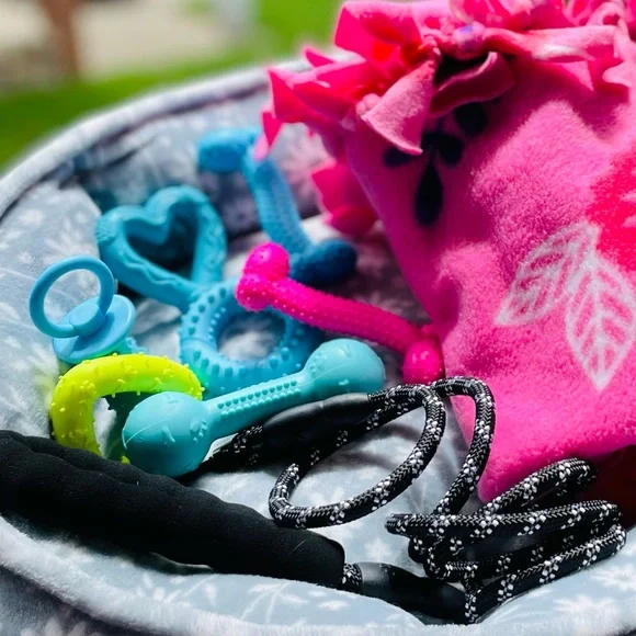 NWT🐾💗Small Dog Gift Bed Basket💗🐾Comes w/leash,blanket,8 great toys,plush…
